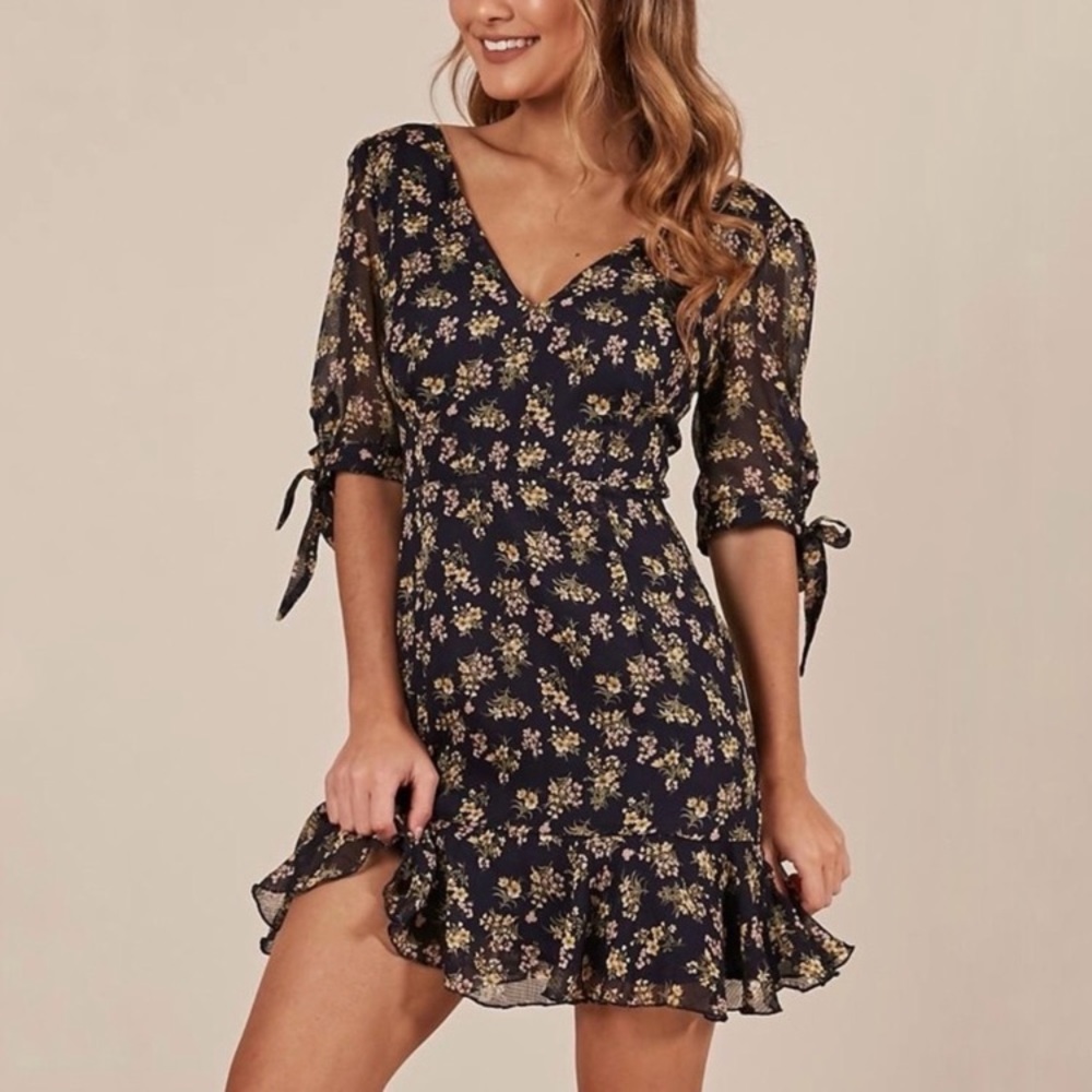 Showpo Navy Floral Dress